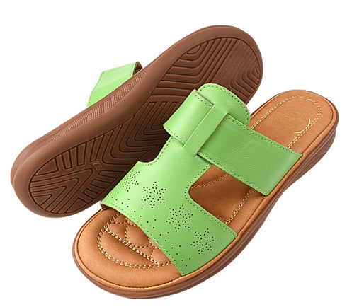 Papuci casual, dama, FORMAZIONE, 50031 verde, piele naturala